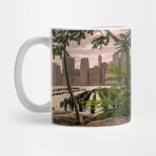 Manhattan Skyline Pink Sunset Brooklyn NYC Mug